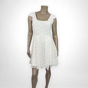ALYA MEDIUM White Knit‎ Crochet Cap Sleeves Dress Bridal